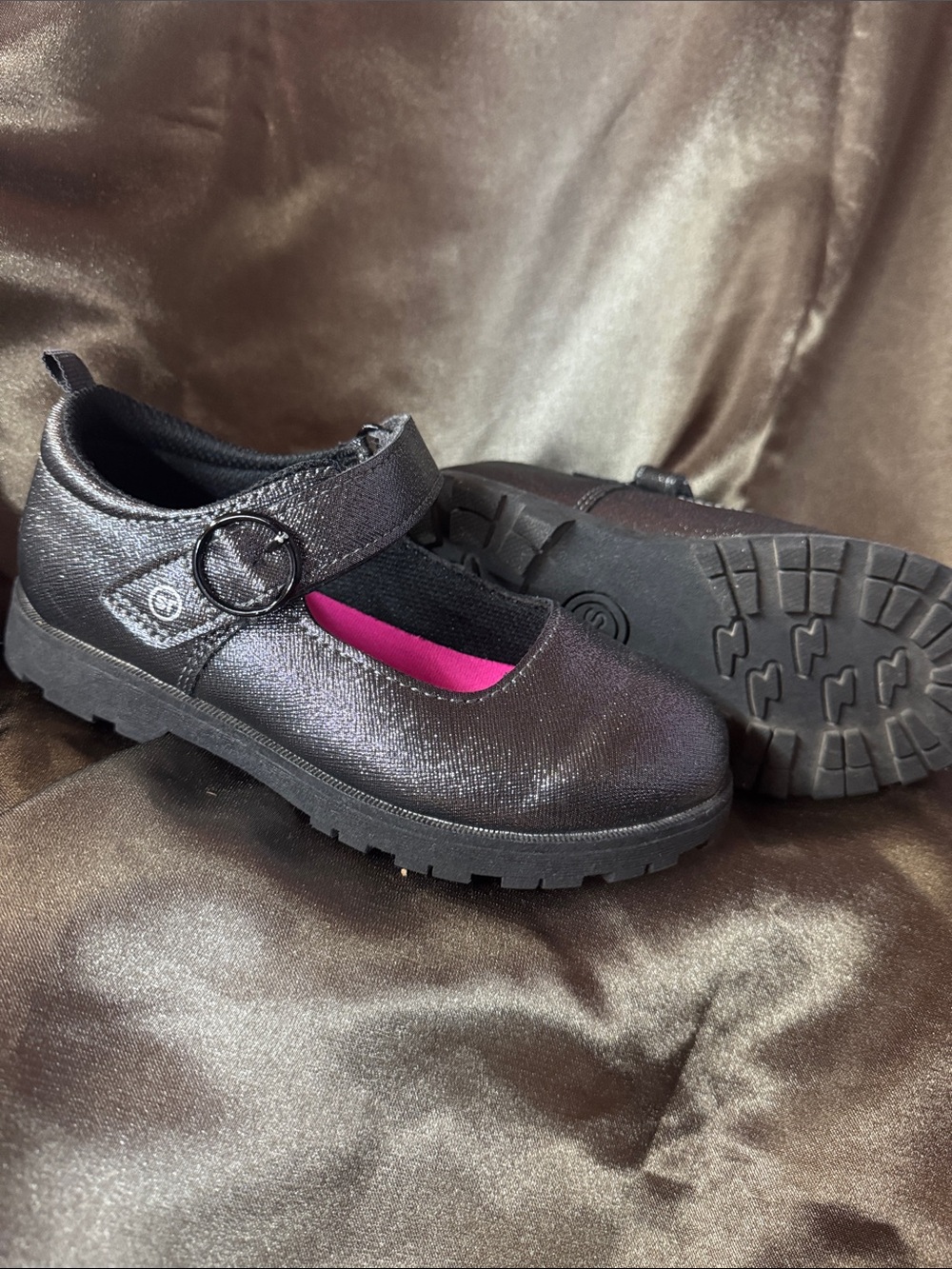 Stride Rite Black Mary Jane Shoes with Pink Inner Lining